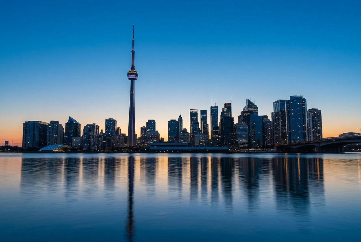 Toronto skyline at dusk